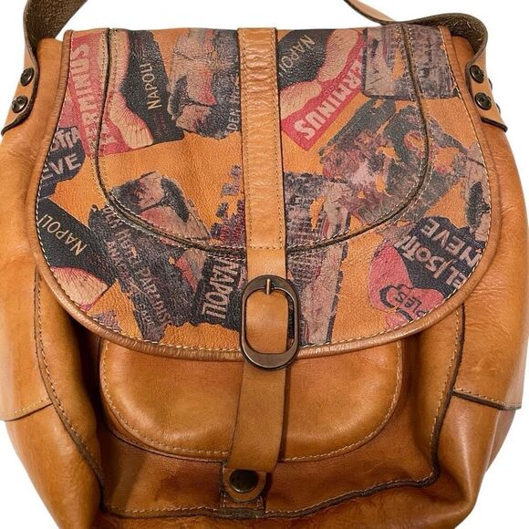 Patricia Nash Vintage Patch leather saddle bag Nepali Coast Hawaii suede inside - Picture 3 of 16